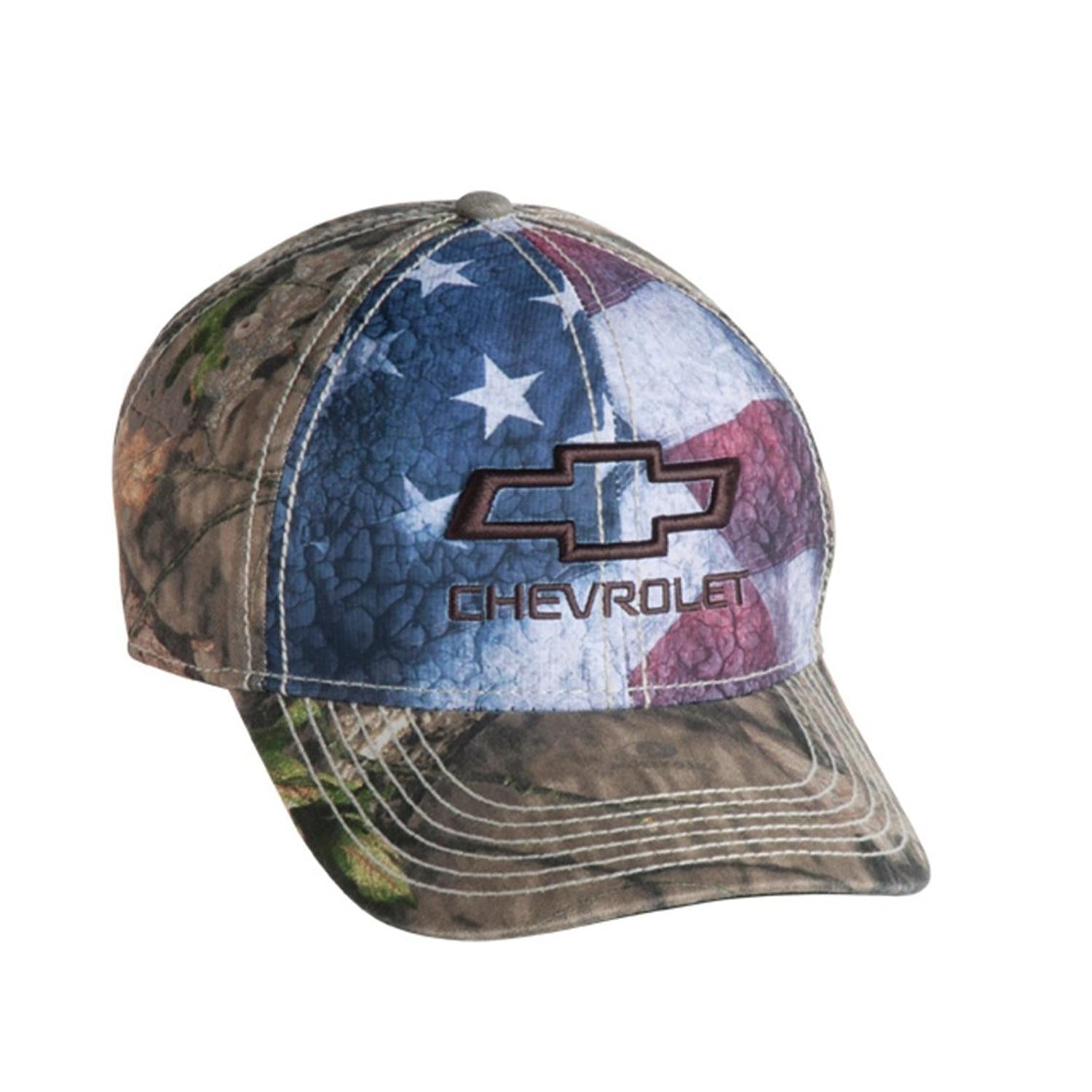 Chevrolet Bowtie USA American Flag Mossy Oak Camo Hat/Cap-SR1 Performance