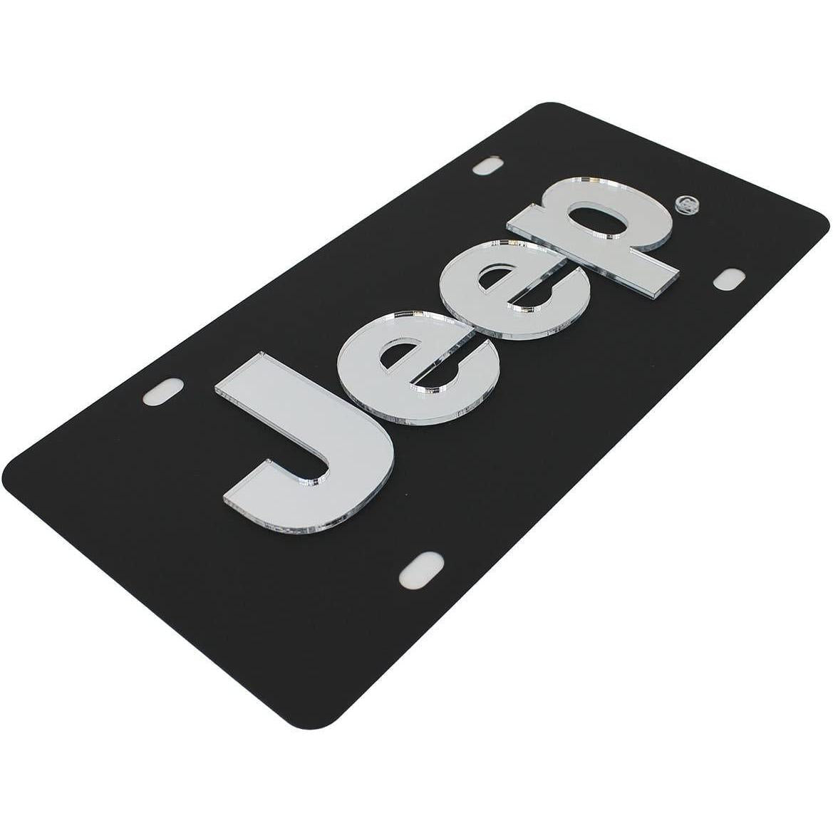 Jeep Carbon Steel License Plate - Black with Mirrored Logo-SR1 Performance
