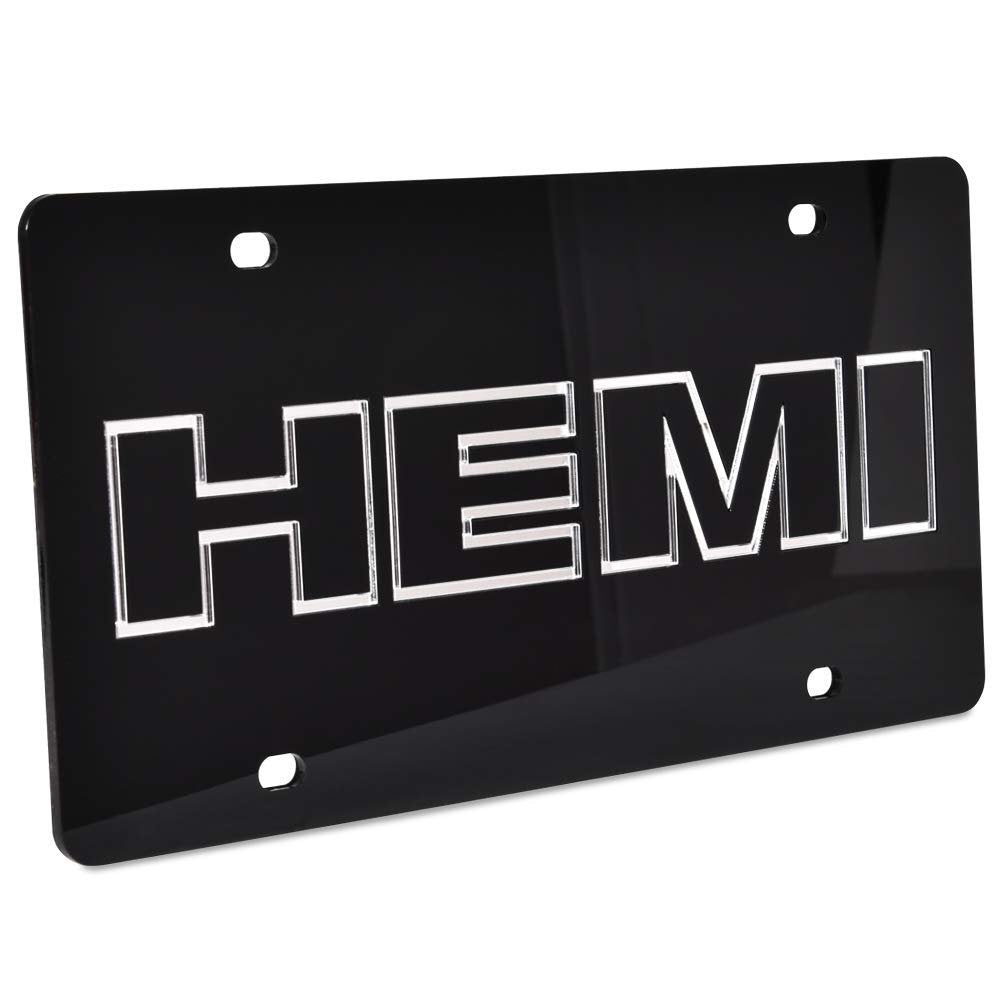 HEMI License Plate - Black with Mirrored Logo-SR1 Performance
