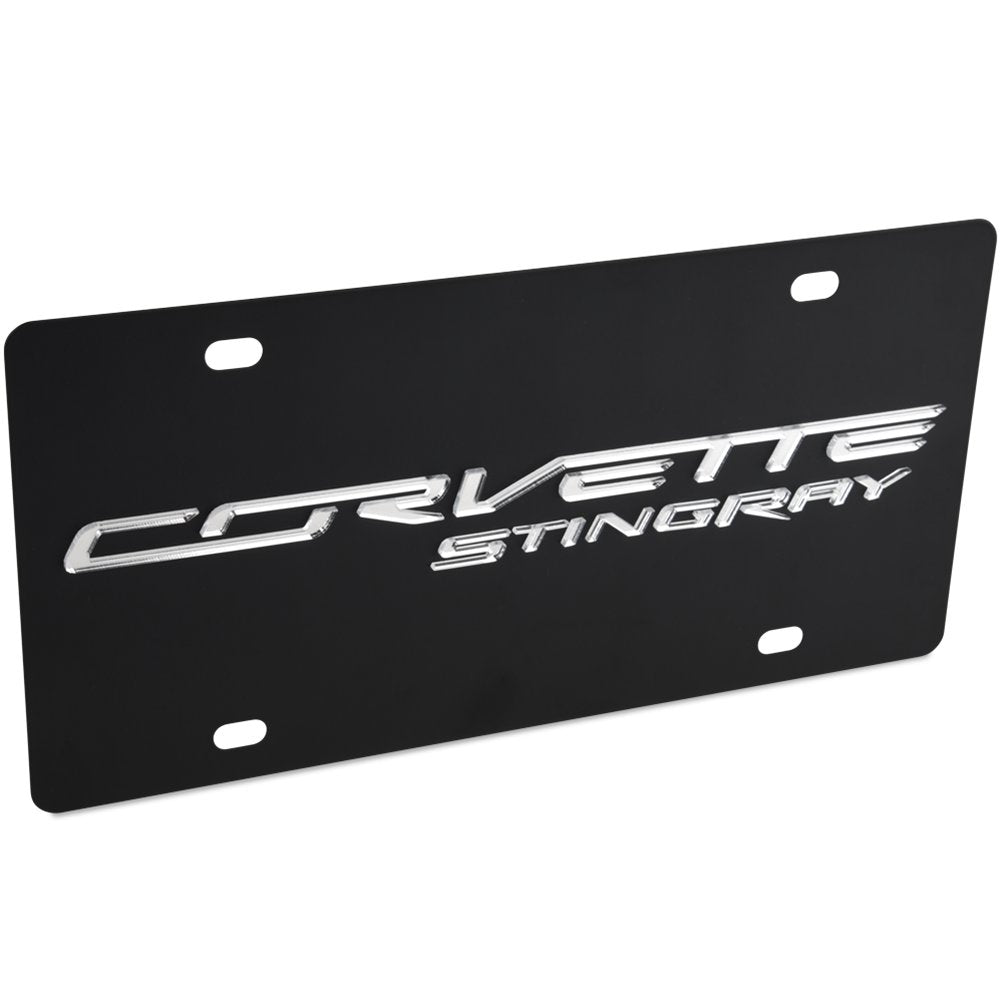 C7 Corvette Stingray License Plate - Black Stainless Steel-SR1 Performance