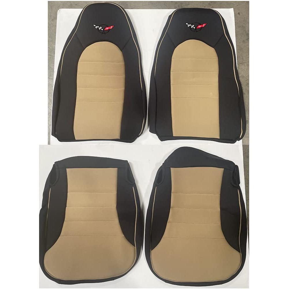 Corvette Seat Covers - Neoprene Black with Oak : 1997-2004 C5 & Z06-SR1 Performance