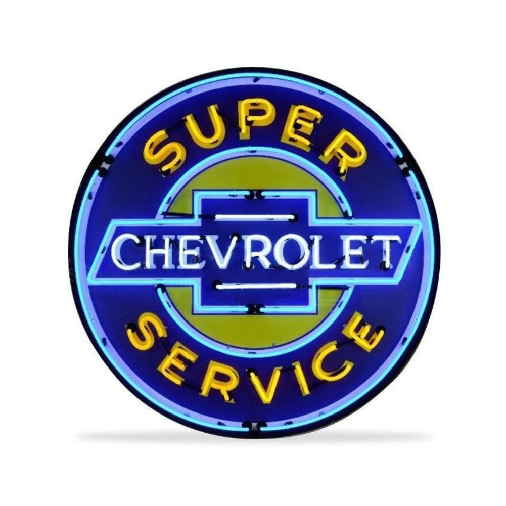 GM Super Chevy Service Neon Sign in a Metal Can : 36in-SR1 Performance