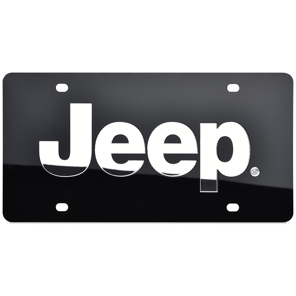 Jeep License Plate - Black Acrylic with Mirrored Logo-SR1 Performance