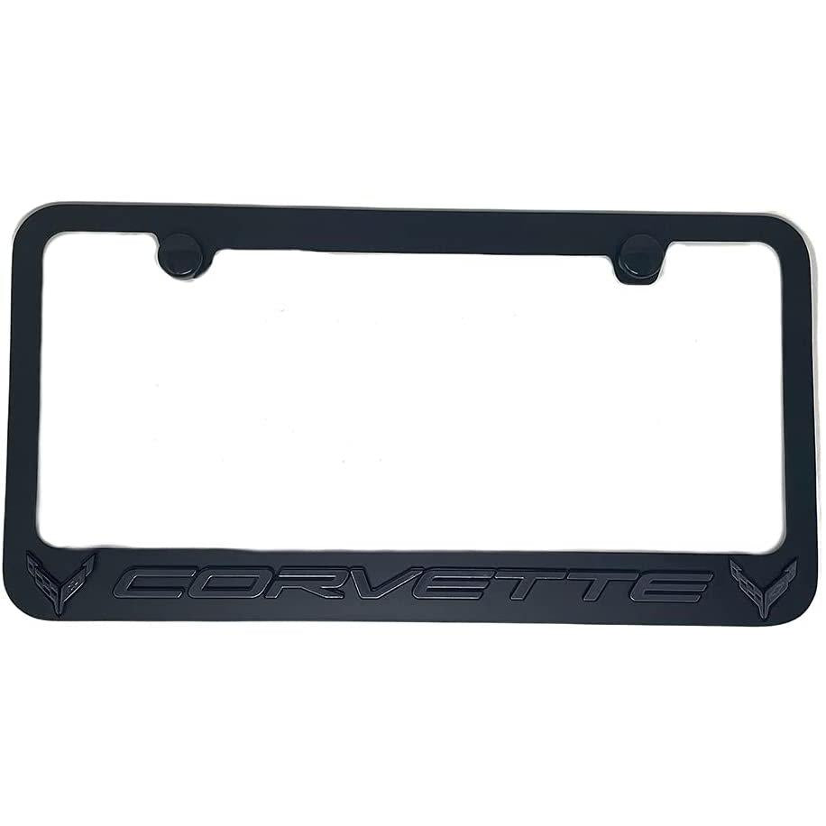 C8 Corvette License Plate Frame - Black with Black Logo-SR1 Performance