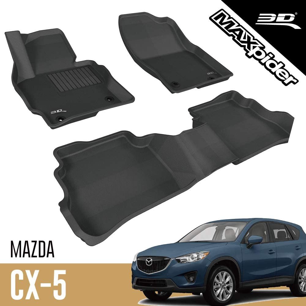 3D MAXpider Complete Set Custom Fit All-Weather Floor Mat for Select Mazda3 Models-SR1 Performance