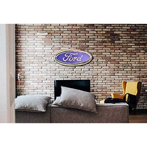 Ford Oval Logo Stainless Steel Wall Hanging Sign - Blue/Chrome-SR1 Performance