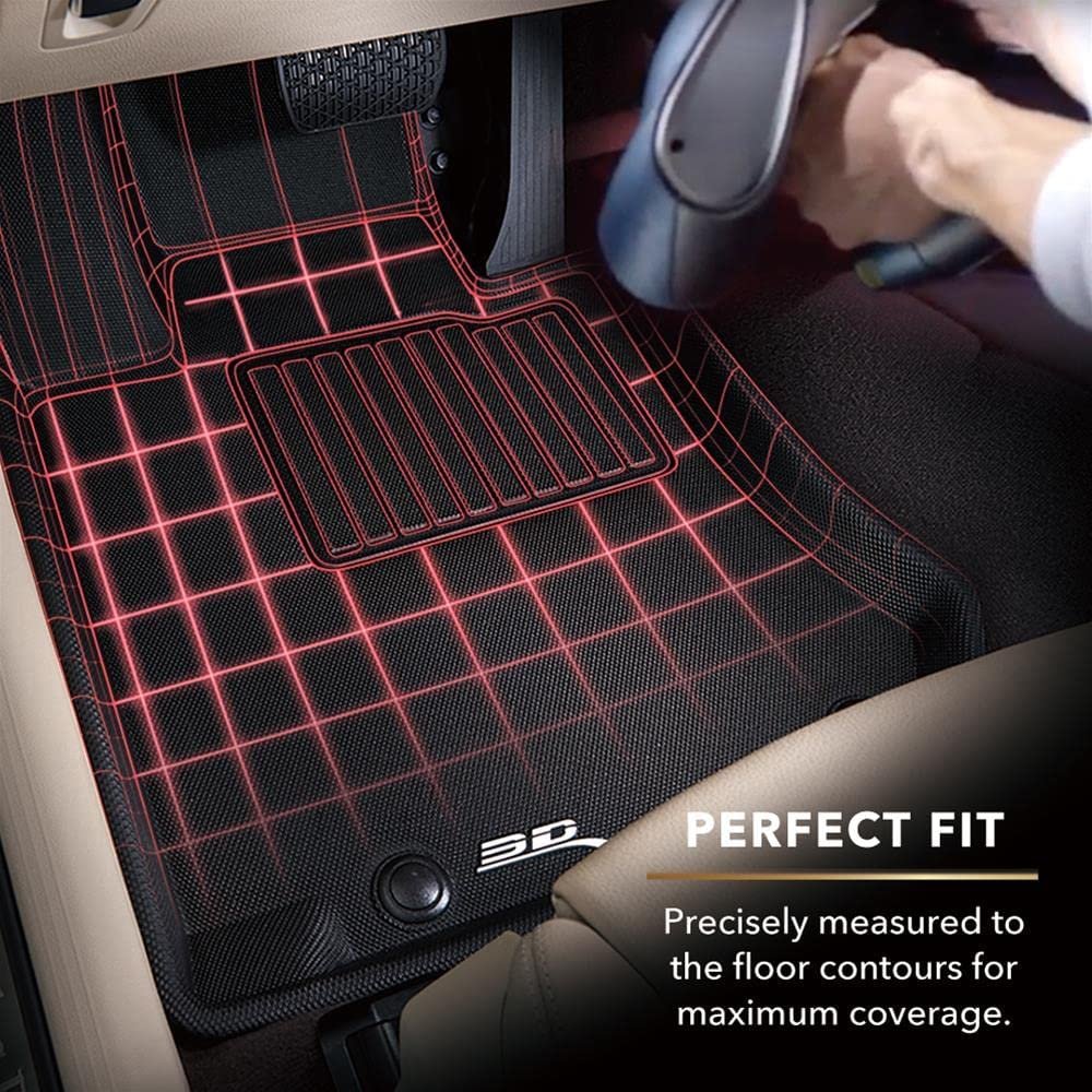 3D MAXpider All-Weather Floor Mats for Audi E-TRON 2019-2022 Premium Custom Fit Car Floor Liners, Kagu Series (1st & 2nd Row Black)-SR1 Performance