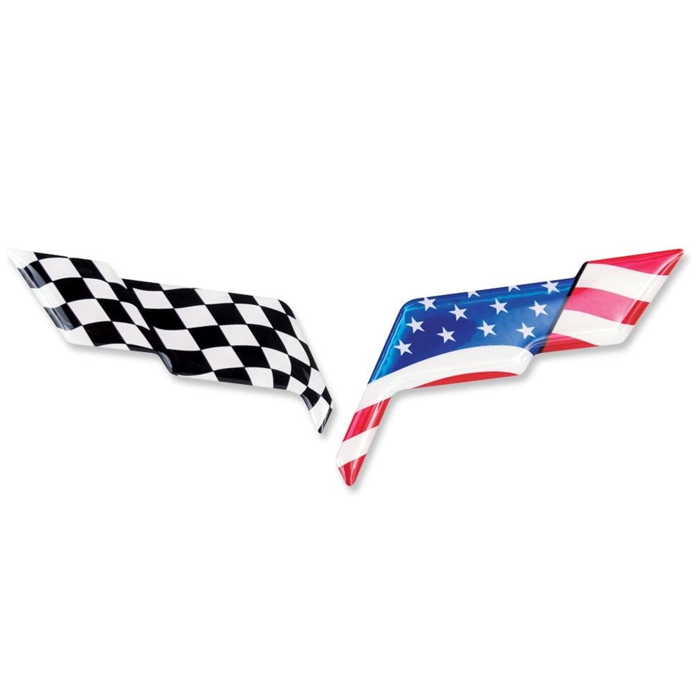 2005-2013 C6 Corvette Domed American Flag Emblem Decal Overlay - Raised Decal-SR1 Performance