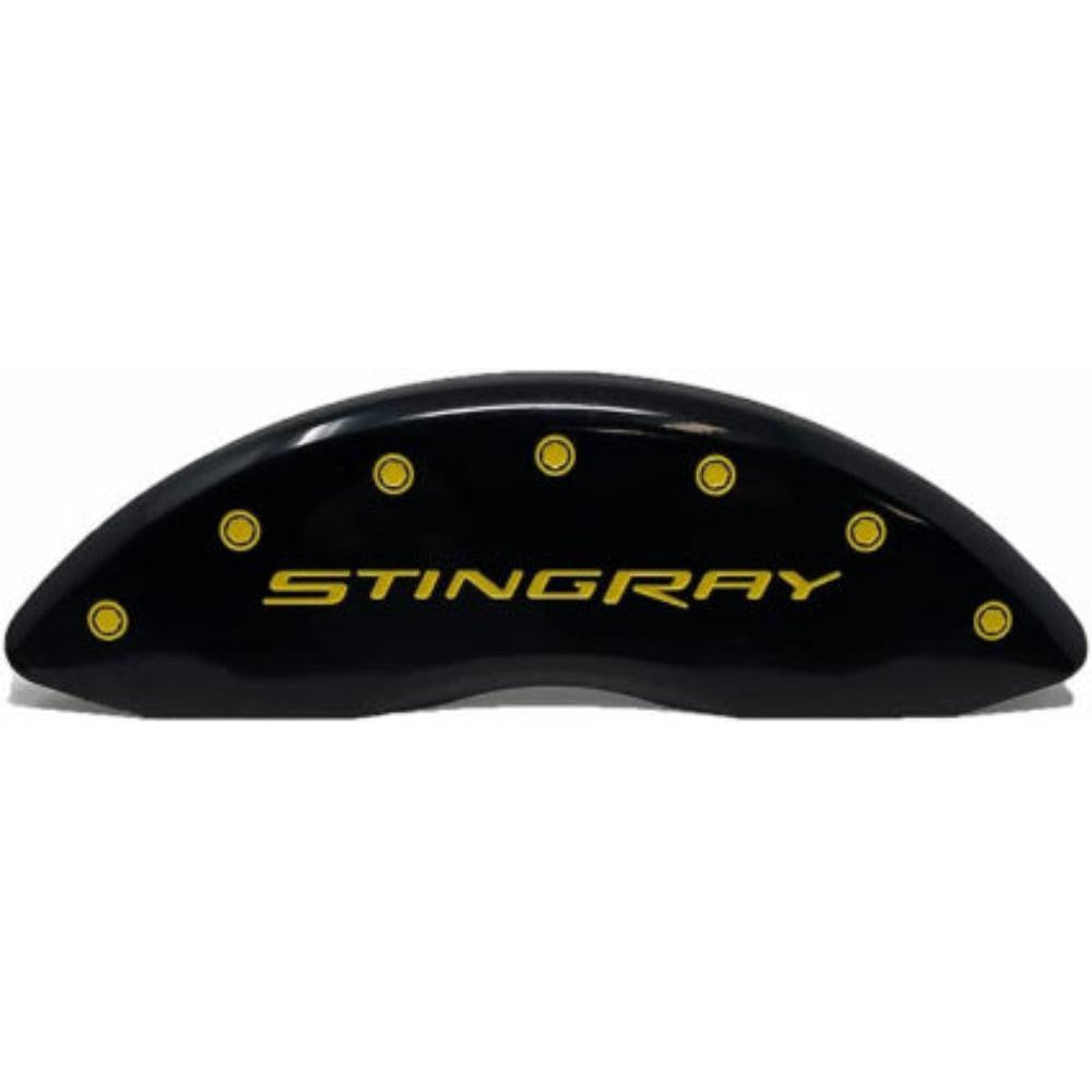 Corvette Brake Caliper Covers - Gloss Black w/Corvette Racing Yellow Stingray Script : C7 Stingray, Z51-SR1 Performance
