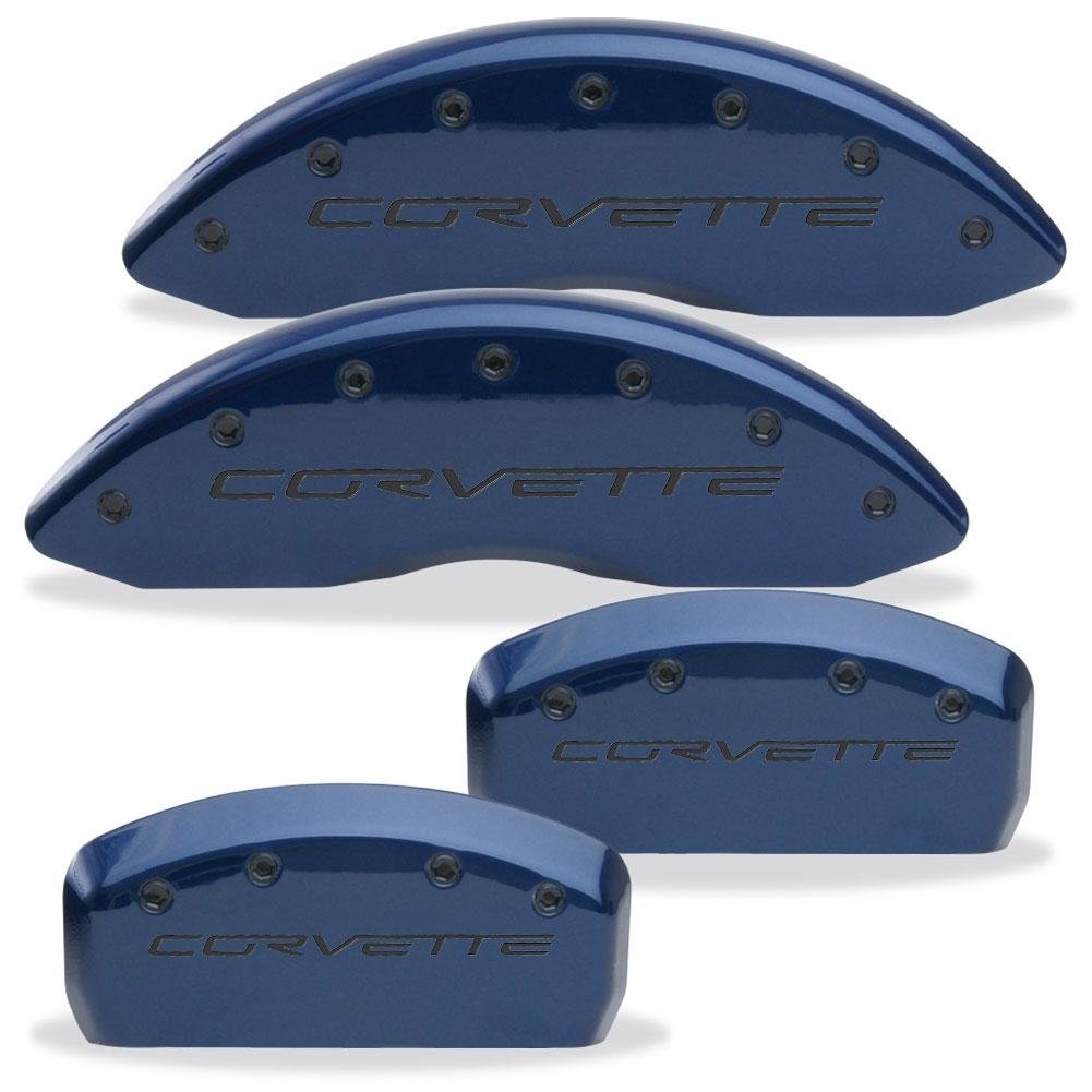 Corvette Brake Caliper Cover Set (4) - Body Color Matched with Black Bolts and Script : 2005-2013 C6 only-SR1 Performance