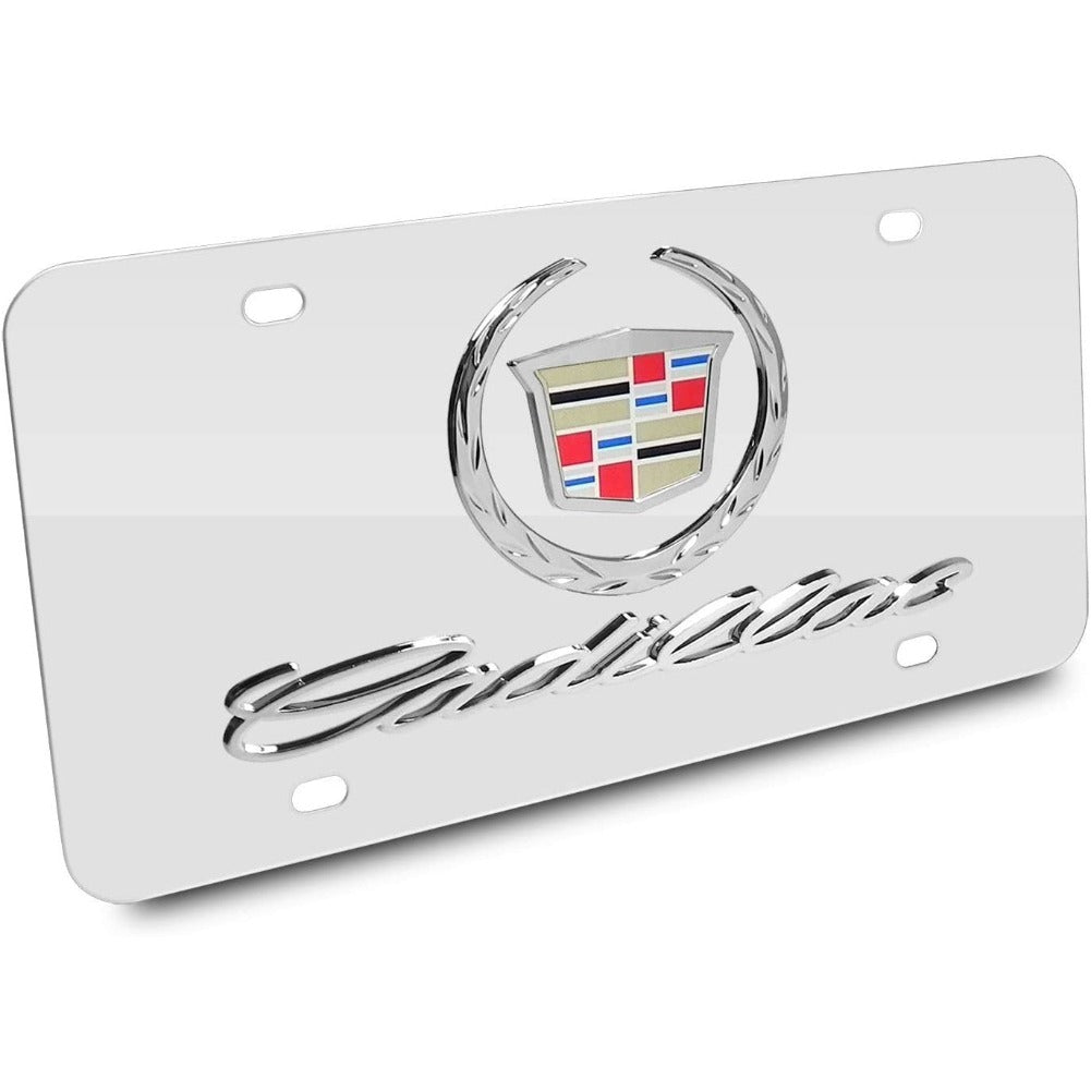 Cadillac Stainless Steel Chrome License Plate with 3D Chrome Logo-SR1 Performance