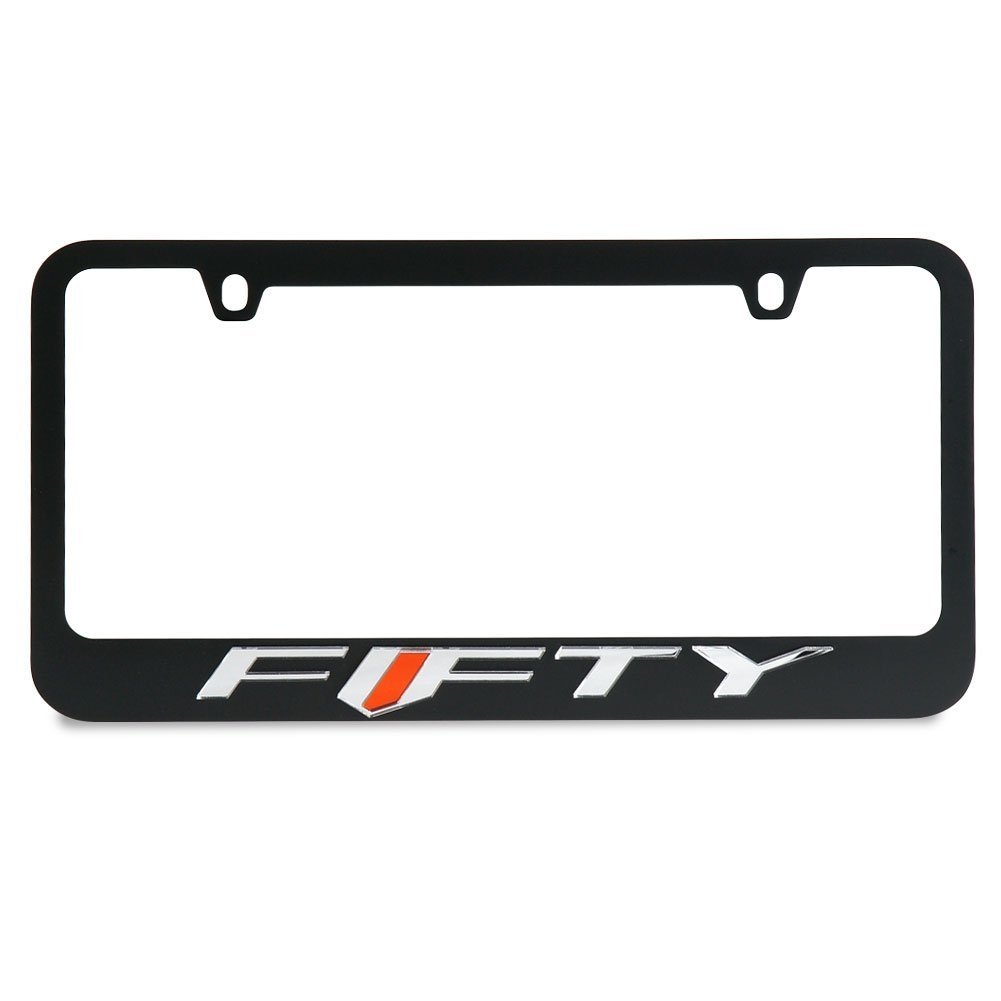 Camaro Fifty License Plate Frame - Black with Mirror/Orange Logo-SR1 Performance