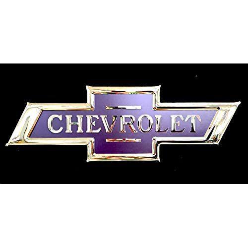 Chevy Classic Bowtie Stainless Steel Wall Hanging Sign Chrome/Blue : 22" x 8.5"-SR1 Performance