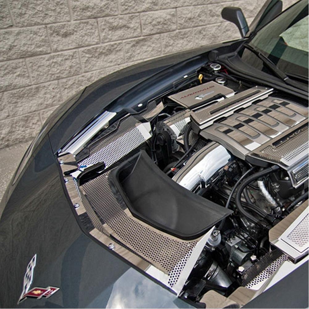 C7 Corvette Stingray Nose Cap 2 Pc. Stainless Steel : Polished-SR1 Performance