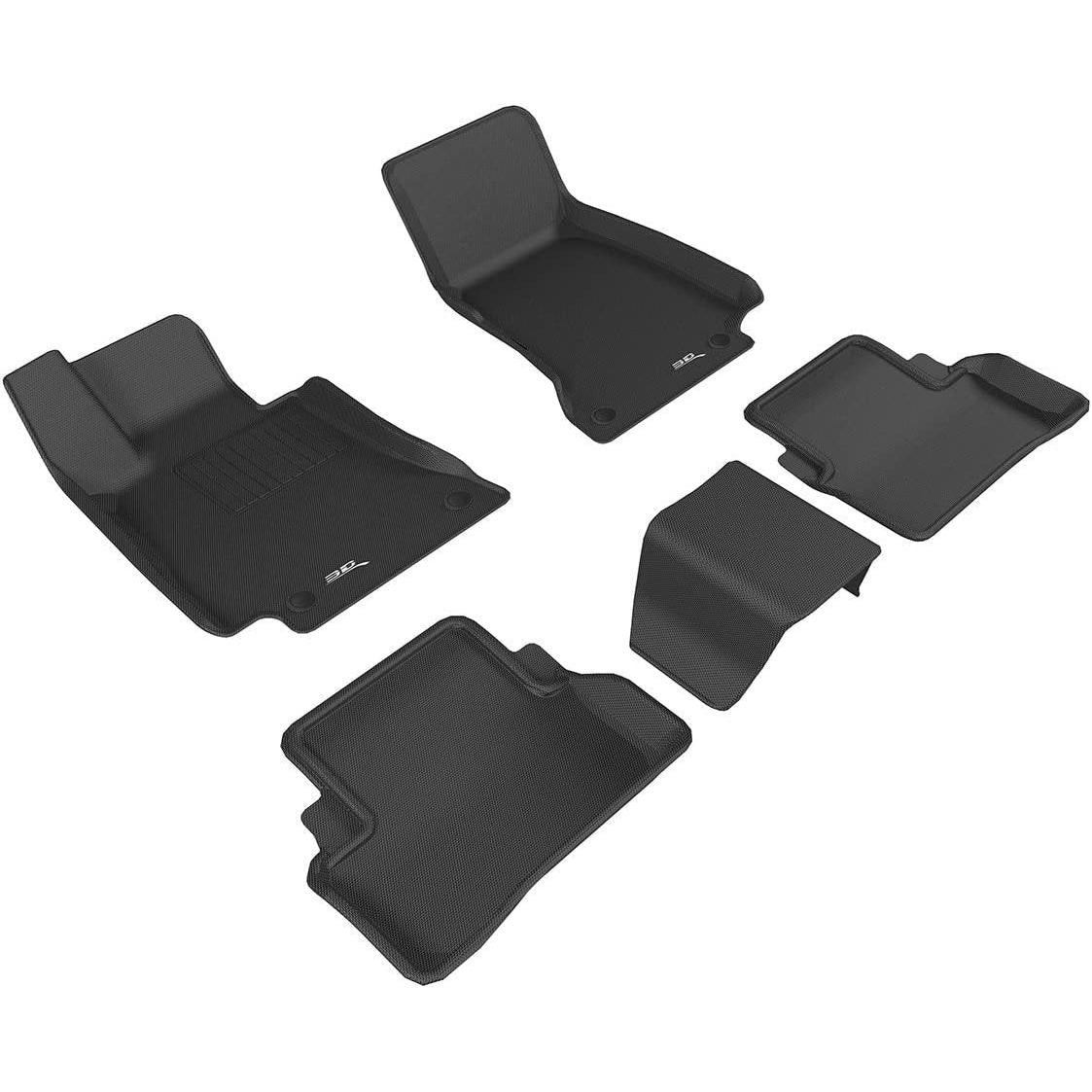 3D MAXpider Custom Fit Kagu Floor Mat (Black) for 2017-2021 Mercedes-Benz E-Class Sedan (W213) - 1ST Row 2ND Row-SR1 Performance