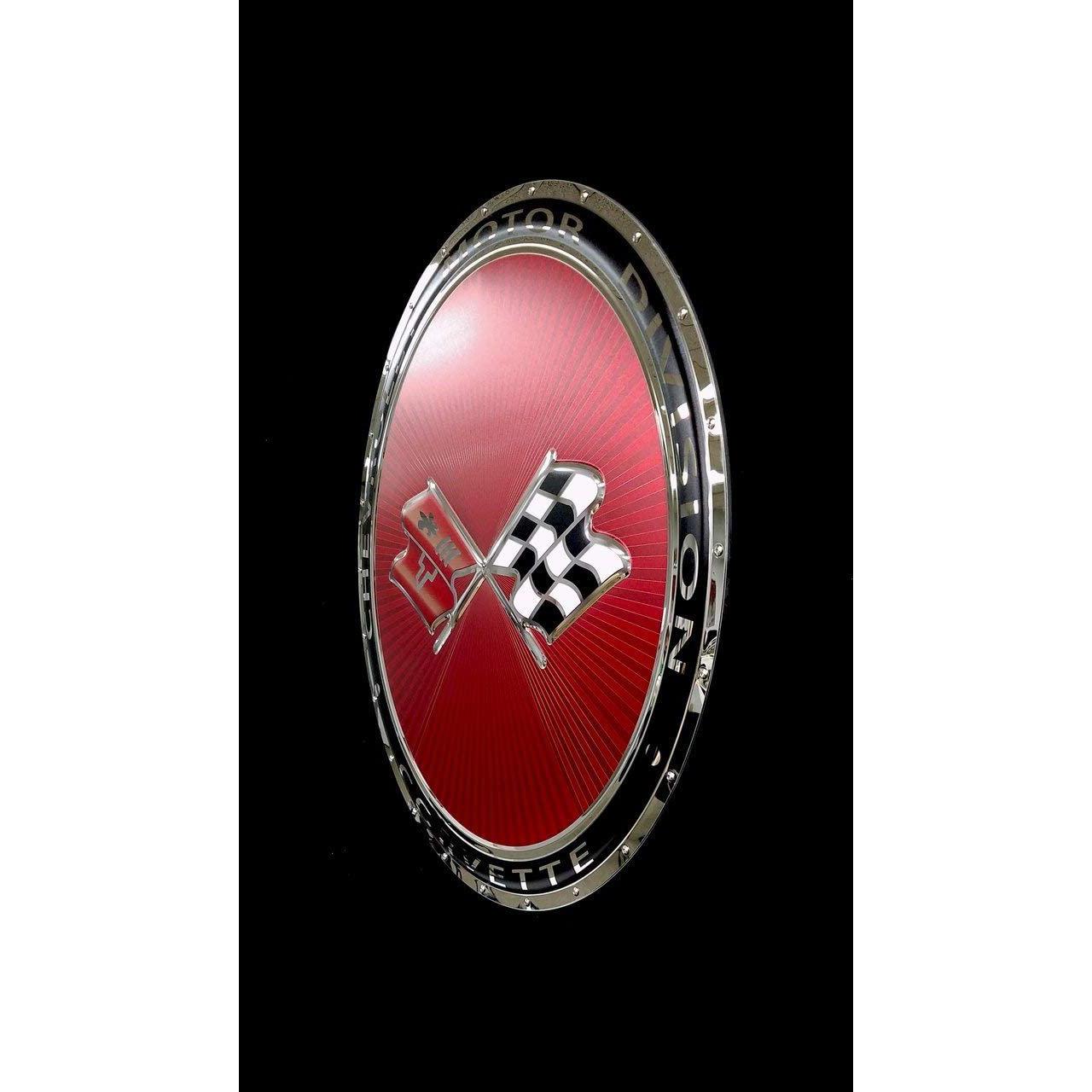 1968-1982 C3 Corvette Crossed Flags Stainless Steel Wall Hanging Sign - 22"-SR1 Performance