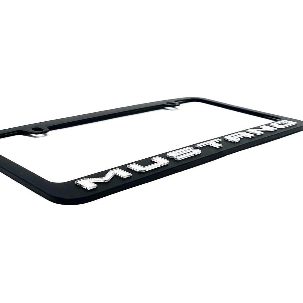 Ford Mustang License Plate Frame - Black with Mirrored Script-SR1 Performance