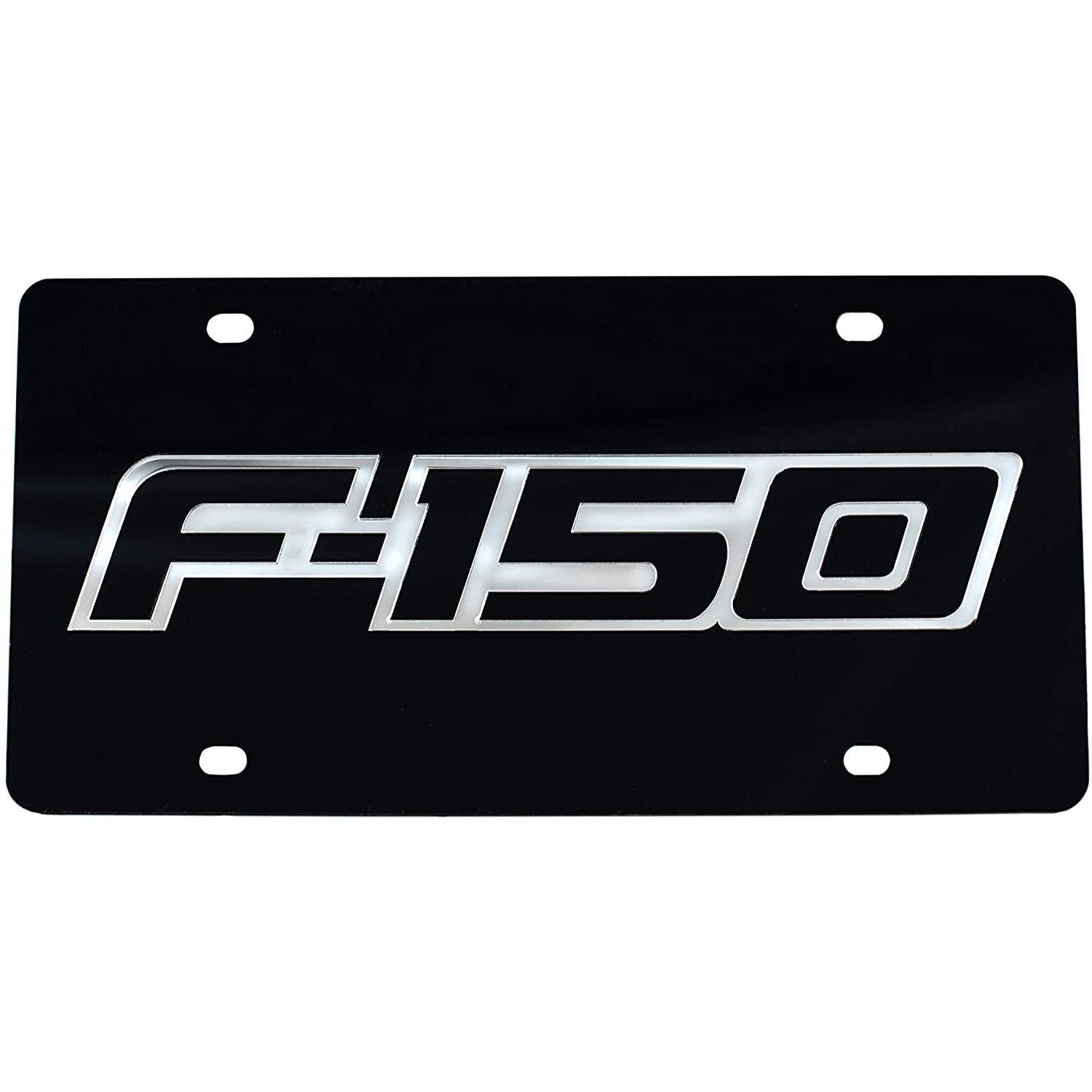 Ford F150 License Plate - Black Laser Acrylic with Mirrored Logo-SR1 Performance