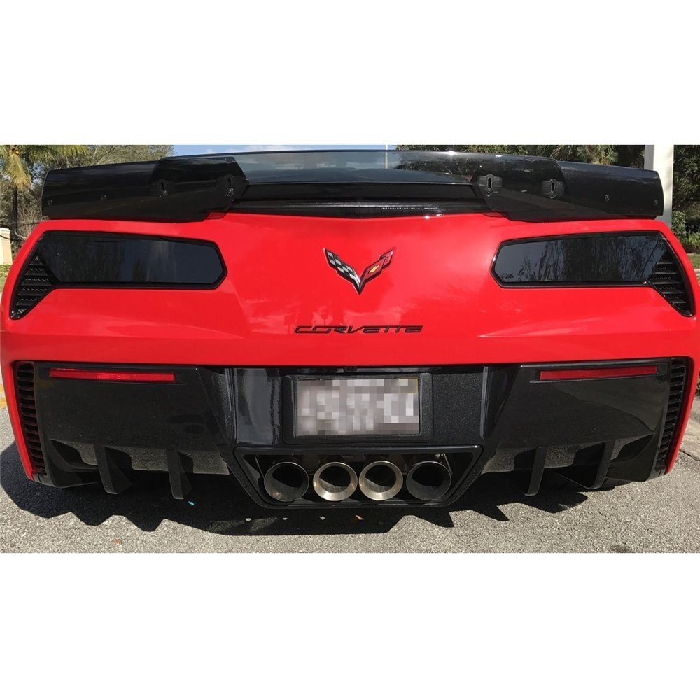 Corvette Flat Rear Tail Light Blackout Lens Kit - Smoked Acrylic - 2Pc. : C7 Stingray, Z51, Z06, Grand Sport-SR1 Performance