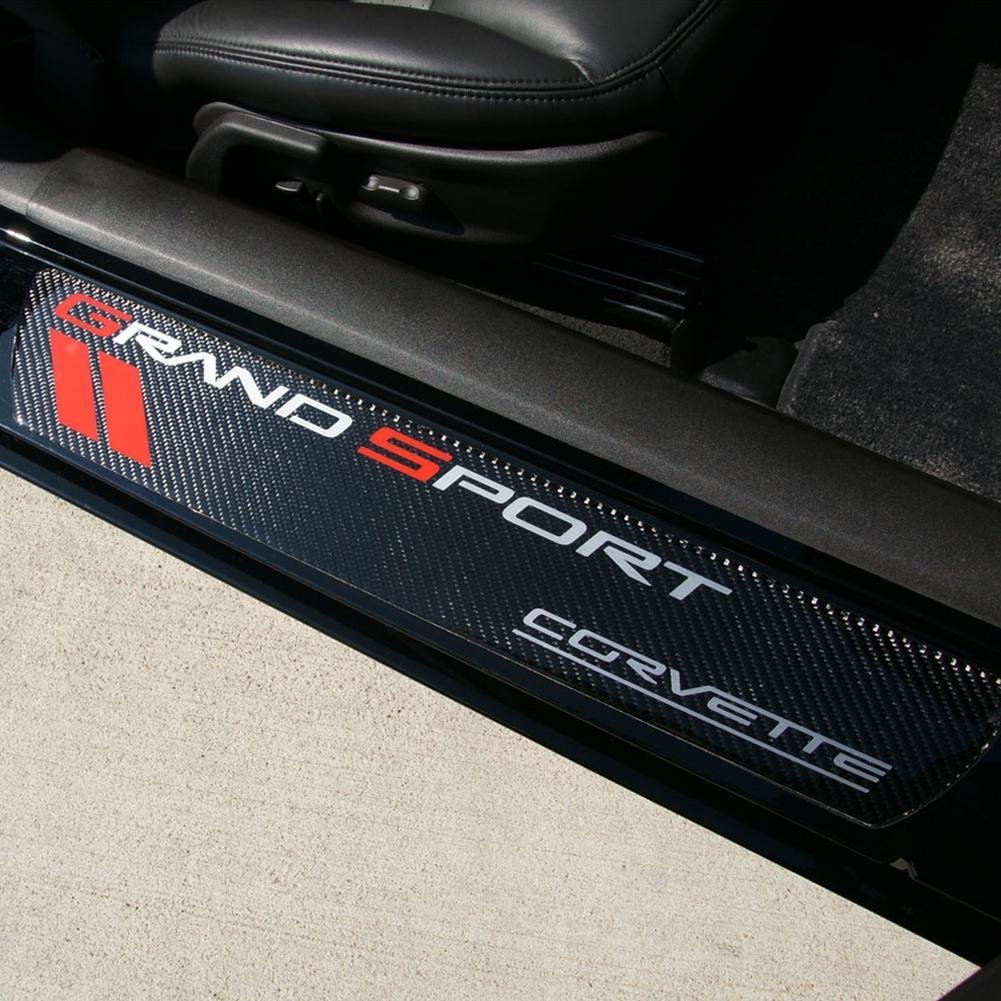 C6 Corvette Door Sill Plates - Carbon Fiber with Grand Sport Logo-SR1 Performance