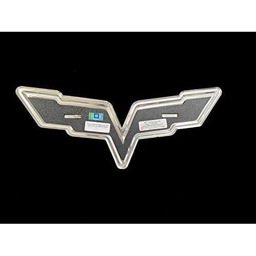 C6 Corvette Crossed Flags Stainless Steel Wall Hanging Sign - Chrome : 22" x 9"-SR1 Performance
