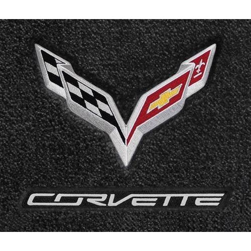 2014-2018 C7 Corvette Jet Black Floor Mats - Crossed Flags & Corvette Script-SR1 Performance