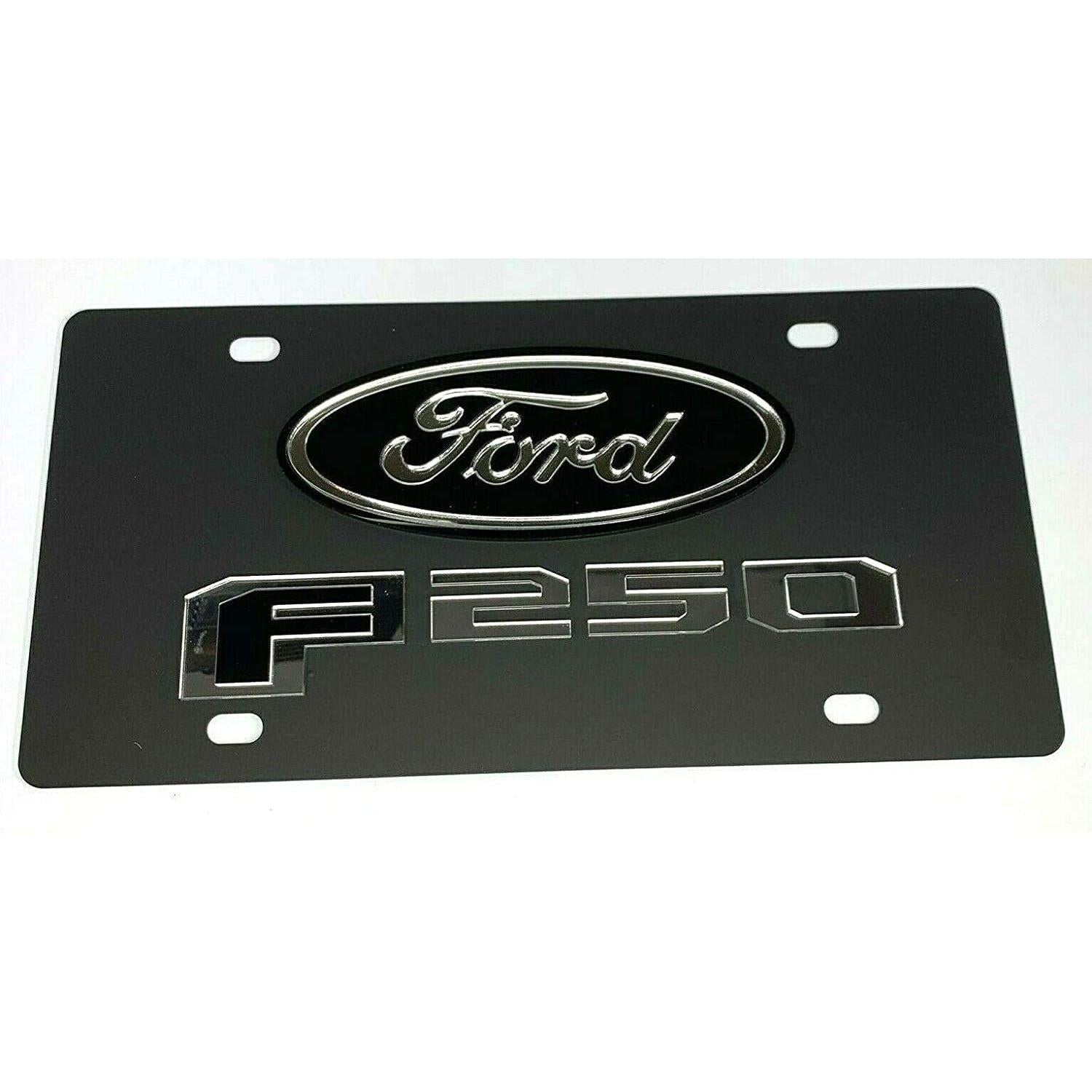 Ford F-250 License Plate - Black Carbon Steel with Mirrored Logo-SR1 Performance