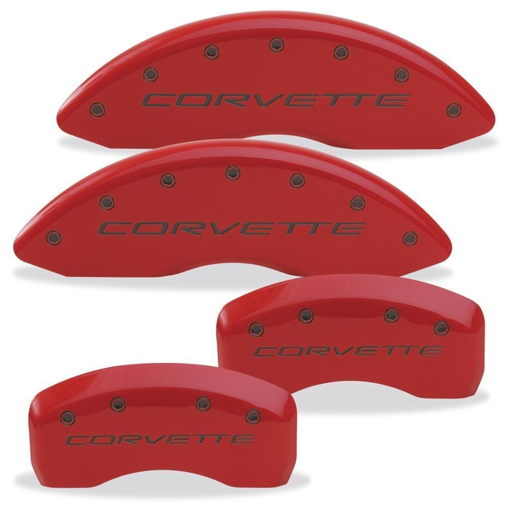 Corvette Brake Caliper Cover Set (4) - Body Color Matched with Black Bolts and Script : 2005-2013 C6 only-SR1 Performance