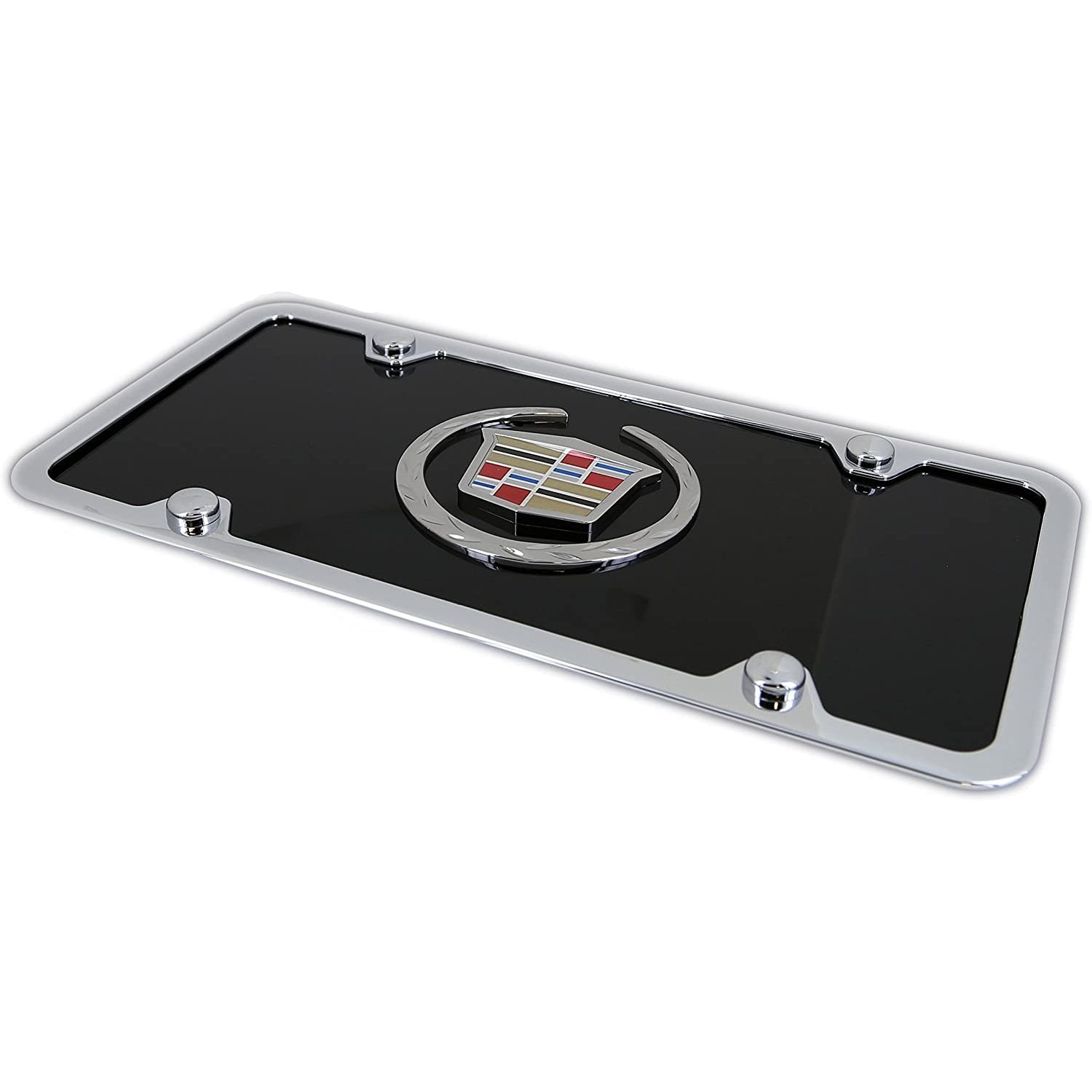Cadillac License Plate Kit - Chrome Frame on Black Acrylic Plate-SR1 Performance
