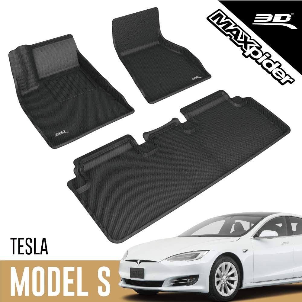 2015-2021 Tesla Model S All-Weather Floor Mats 3D MAXpider Custom Fit Kagu-SR1 Performance