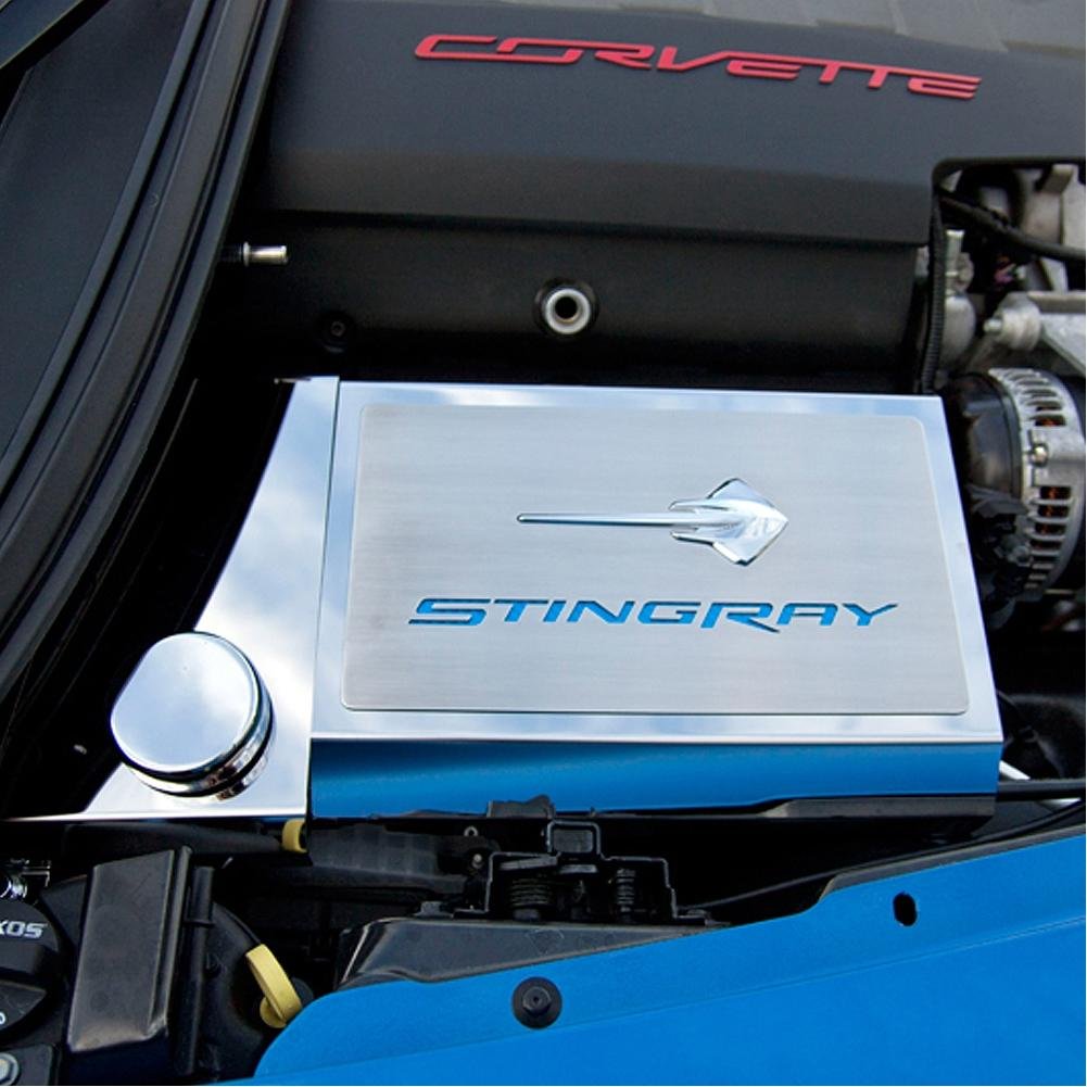 C7 Corvette Stingray Fuse Box Cover with Stingray Emblem / Font Carbon Fiber Colors-SR1 Performance