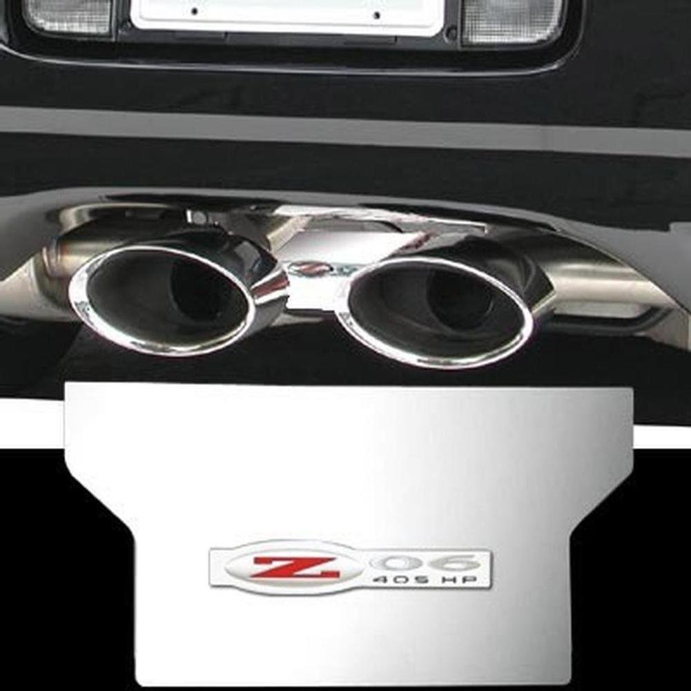 Corvette Exhaust Plate with Z06 405HP Emblem - Stainless Steel (97-04 C5 / C5 Z06)-SR1 Performance
