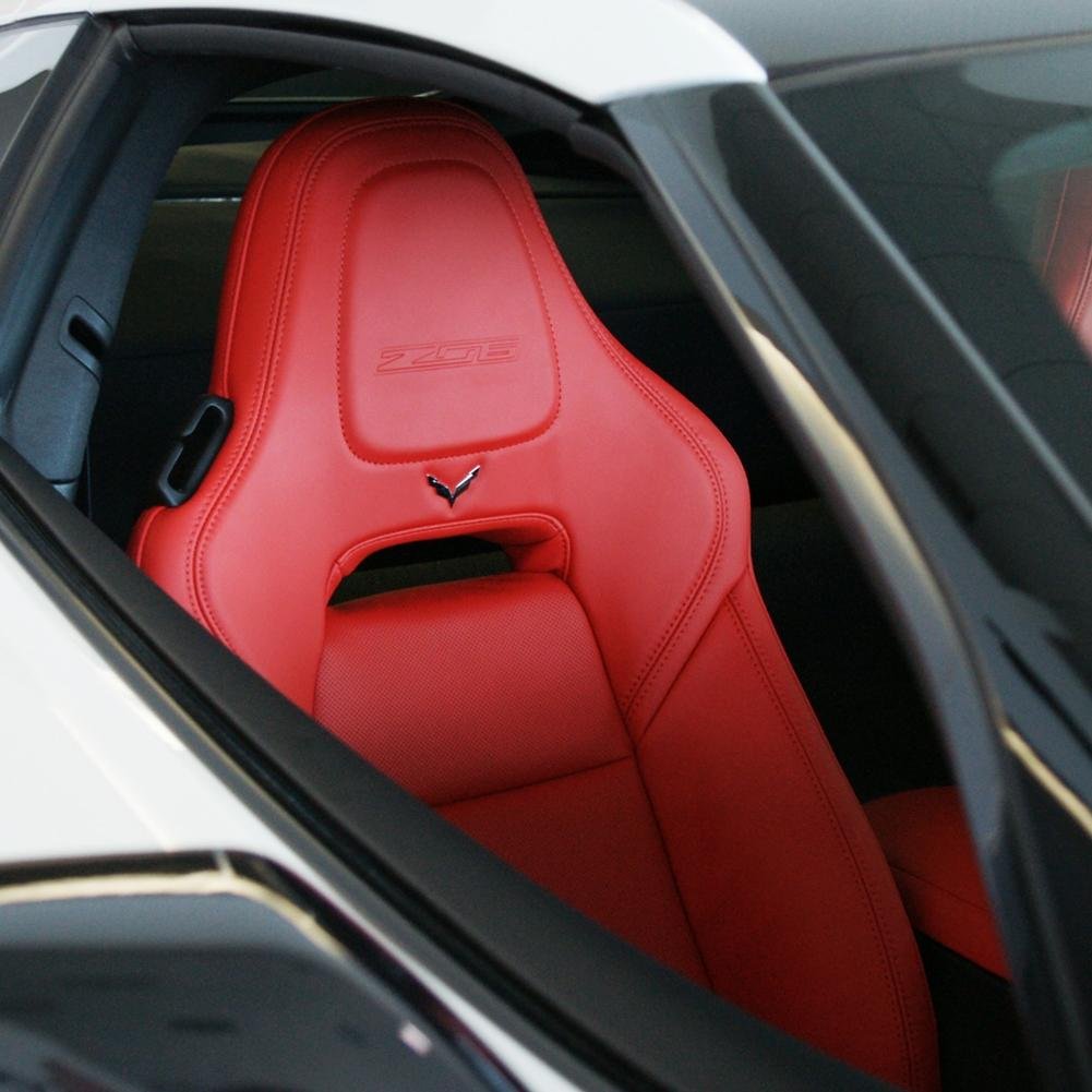 C7 Corvette Stingray Crossed Flags Seat Emblem (Pair)-SR1 Performance