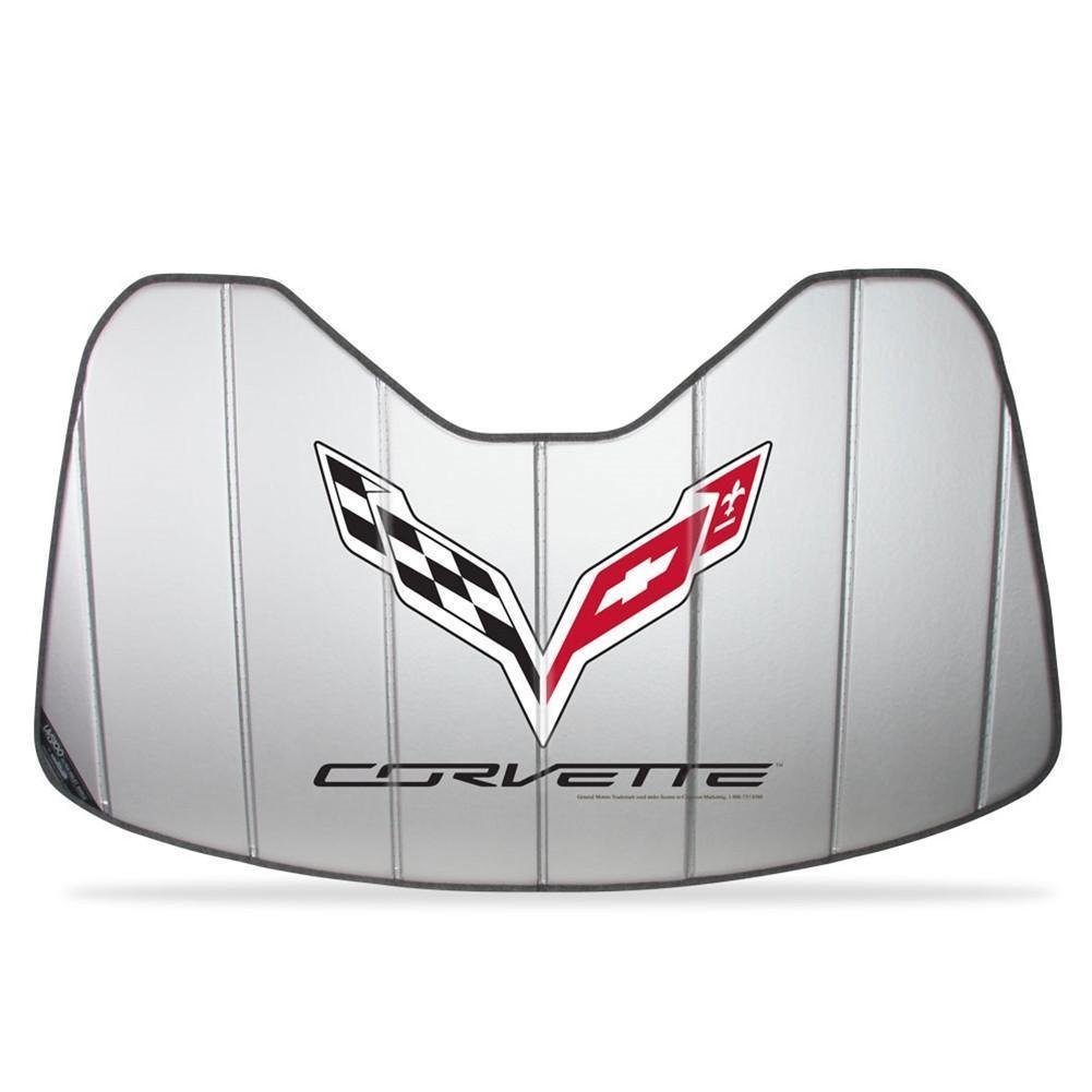 West Coast Corvette 27170300 Corvette Logo Accordion Style Sunshade - Insulated Silver : C7 Stingray, Z51, Z06, Grand Sport-SR1 Performance