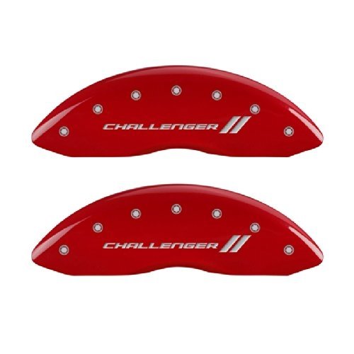 MGP Caliper Covers 12162SCL1RD 'Challenger ll' Engraved Caliper Cover with Red Powder Coat Finish and Silver Characters, (Set of 4)-SR1 Performance