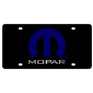 Mopar License Plate - Black Acrylic with Blue Logo-SR1 Performance