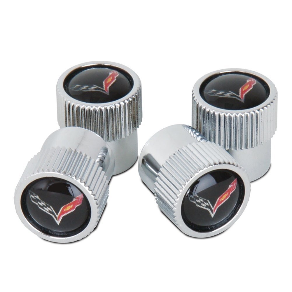 Corvette Valve Stem Cap - Black - 4 Pieces C7-SR1 Performance