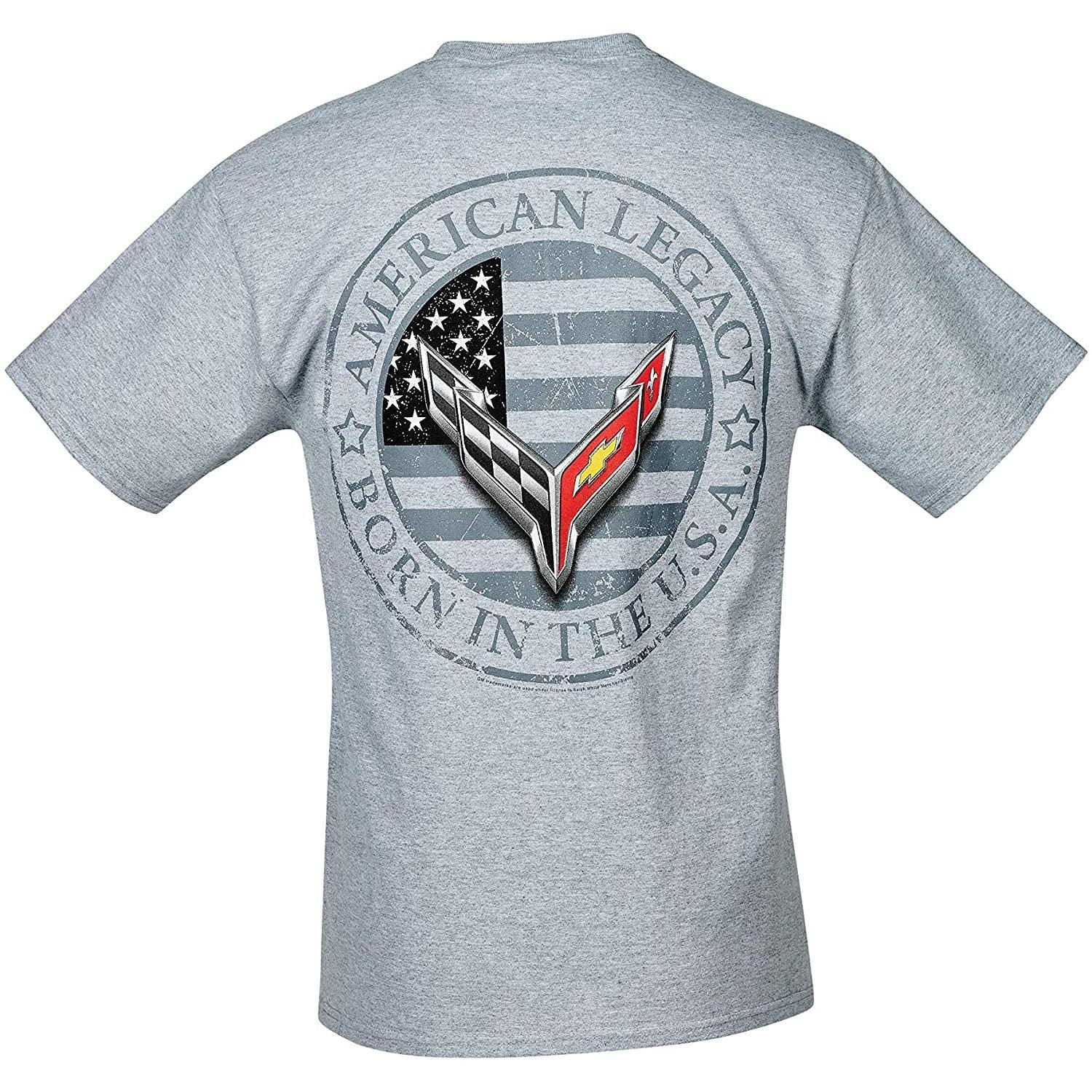 C8 Corvette Next Gen American Legacy Born in the USA Men's T-Shirt - Officially Licensed Chevrolet Short Sleeve Tee Shirt-SR1 Performance