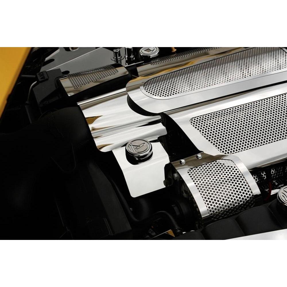 Corvette Alternator Cover - Perforated Stainless Steel : 2005-2013 C6 & Z06-SR1 Performance
