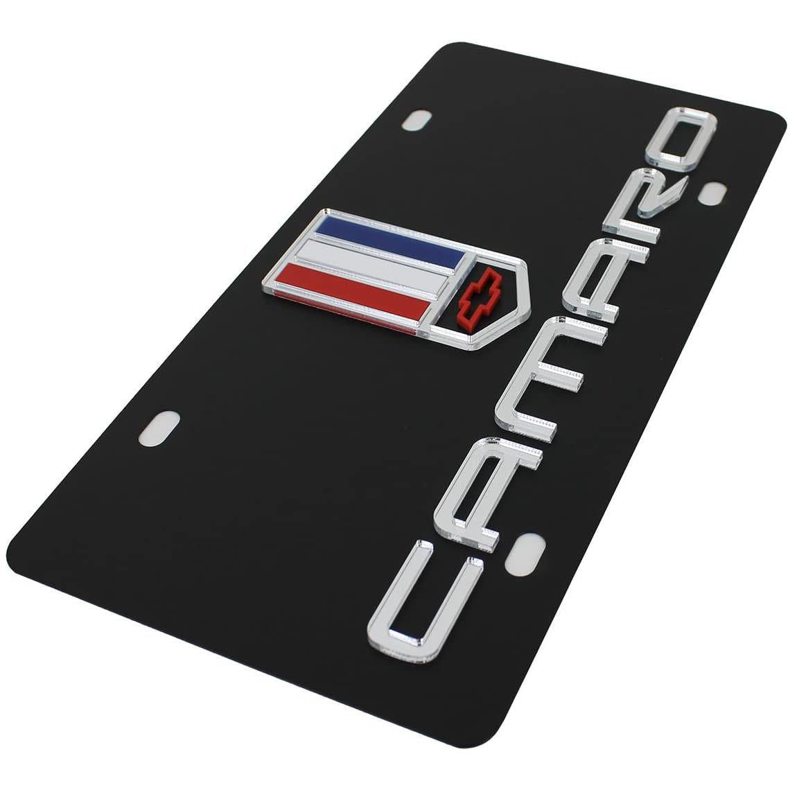 Camaro Gen 6 License Plate - Black Carbon Steel with Mirrored Logo-SR1 Performance