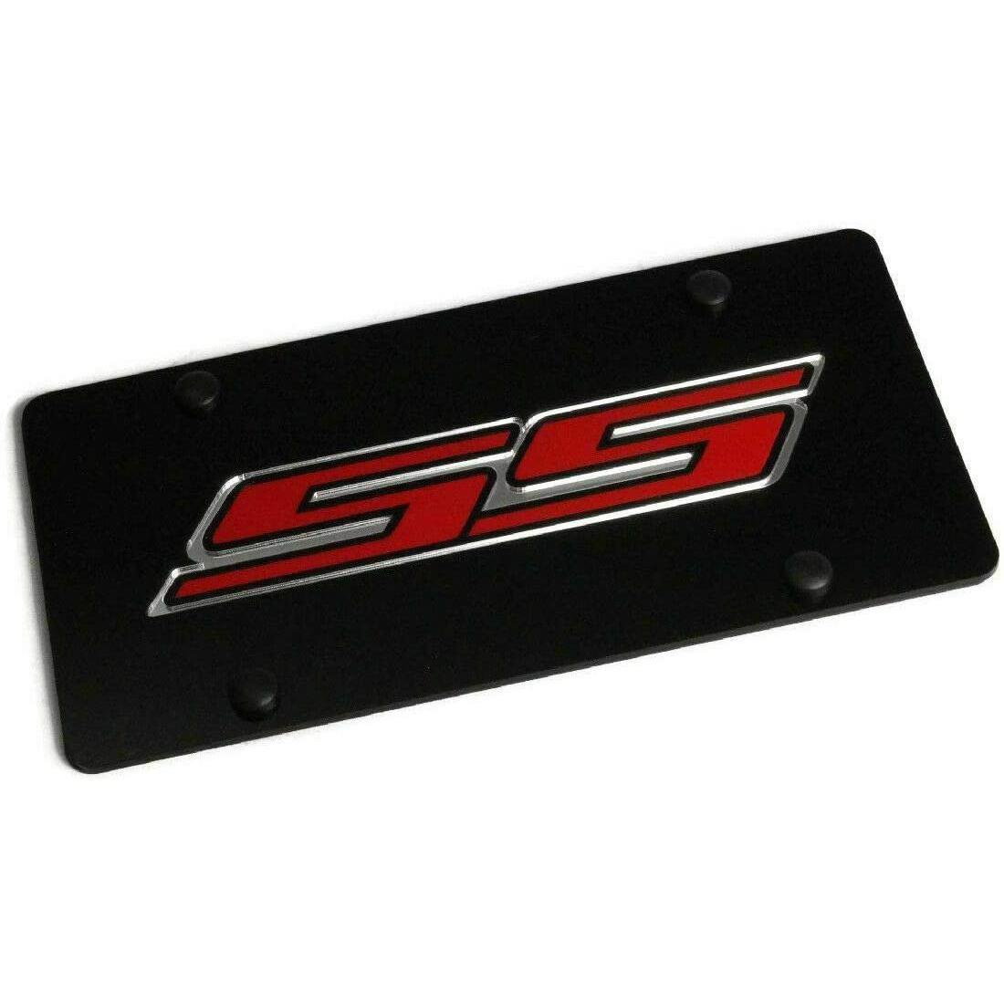 Camaro SS License Plate - Black Laser Acrylic with Red Logo-SR1 Performance