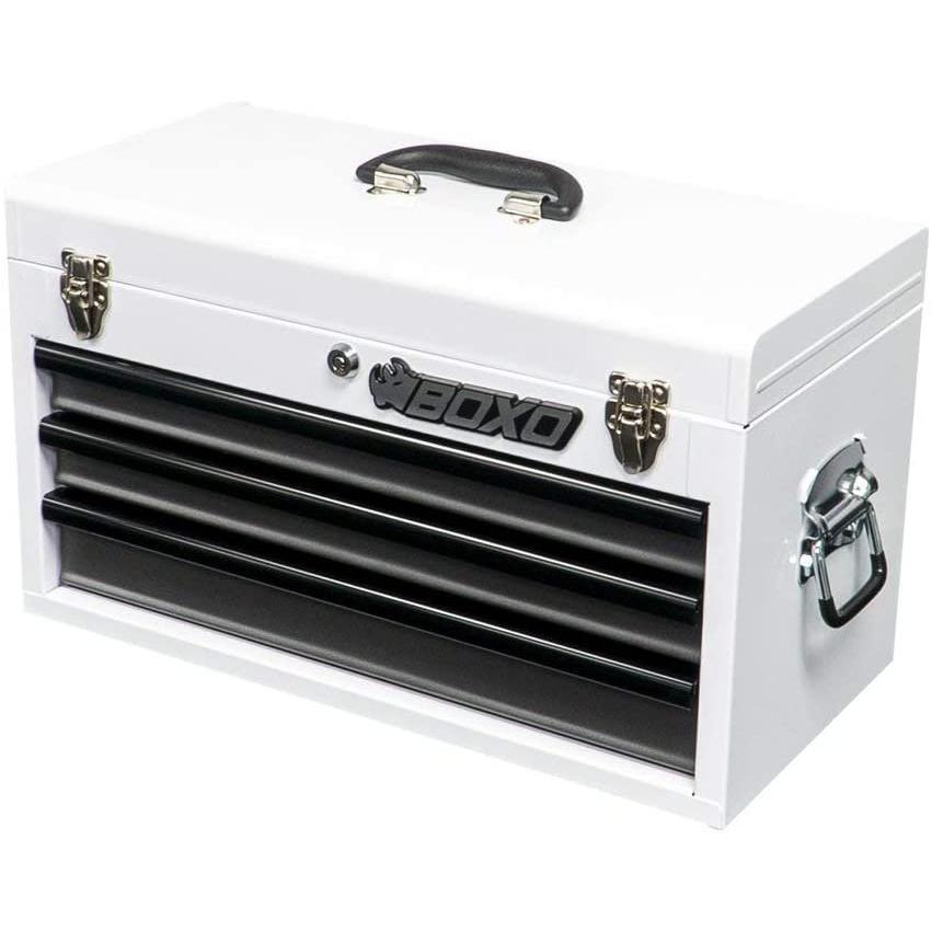 BOXO USA 133-Piece Metric Tool Set with 3-Drawer Hand Carry Toolbox - White-SR1 Performance