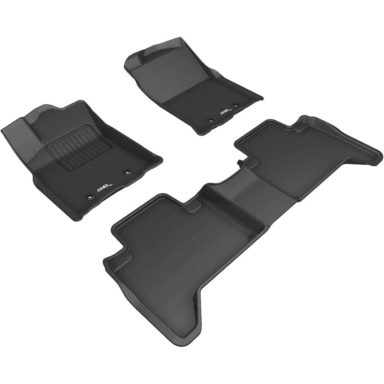 3D MAXpider Custom Fit KAGU Floor Mat (BLACK) for 2018-2021 TOYOTA TACOMA DOUBLE CAB - 1ST ROW 2ND ROW-SR1 Performance