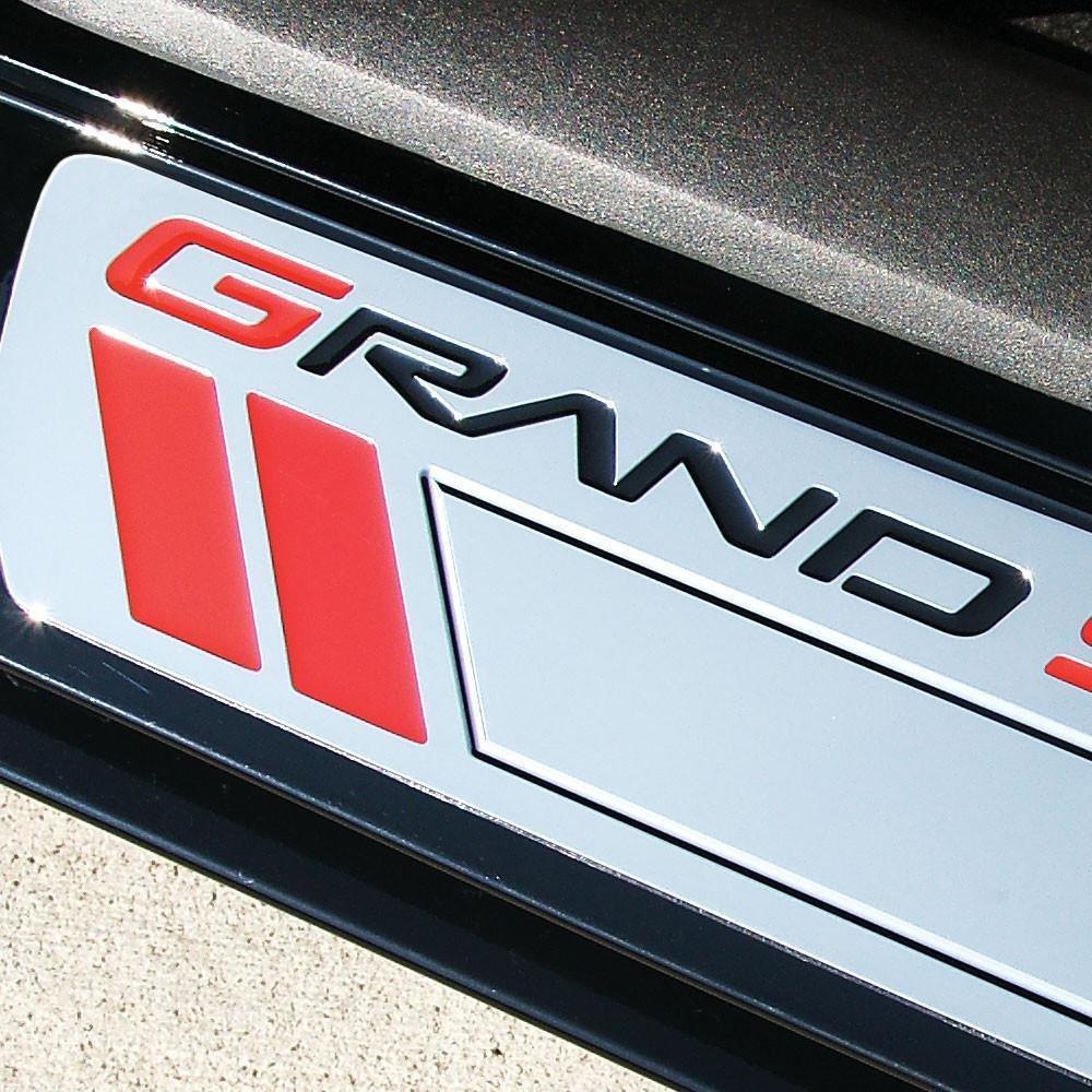 Corvette Door Sill Plates - Billet Chrome with Grand Sport Logo :-SR1 Performance