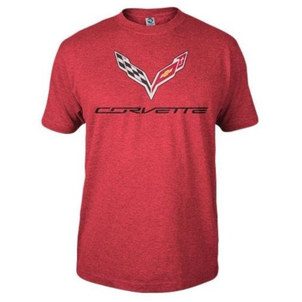 C7 Corvette Logo Flag T-shirt : Heather Red-SR1 Performance