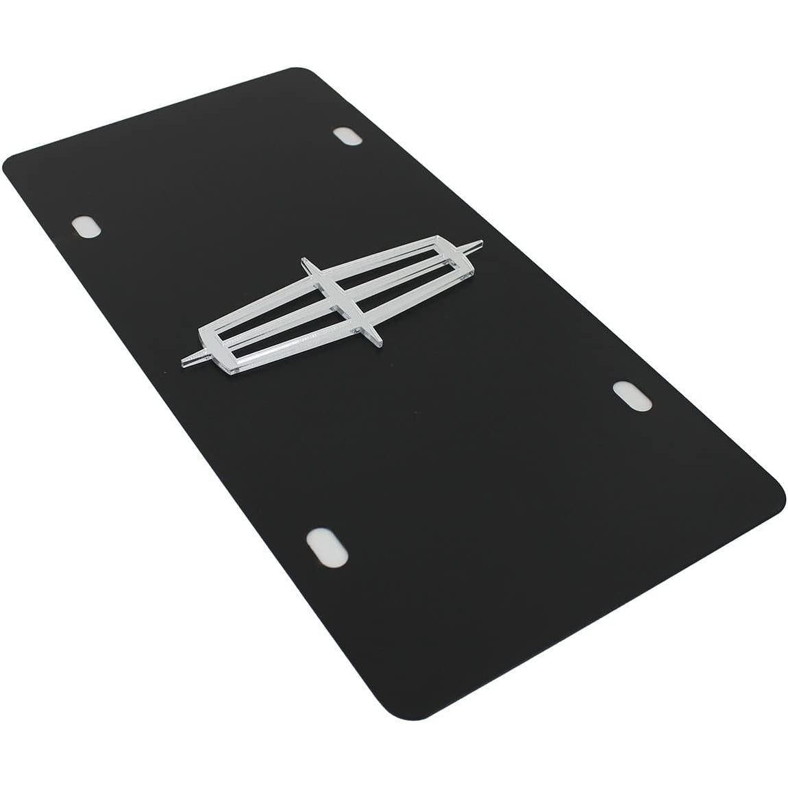 Lincoln Carbon Stainless Steel License Plate - Black with Mirrored Logo-SR1 Performance
