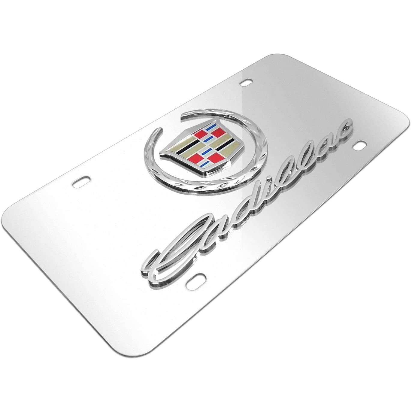 Cadillac Stainless Steel Chrome License Plate with 3D Chrome Logo-SR1 Performance