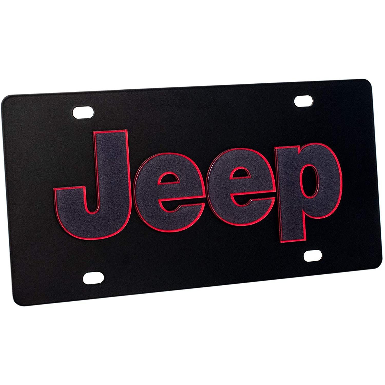 Jeep License Plate Carbon Steel Black with Red-SR1 Performance