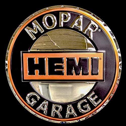 Mopar HEMI Garage Stainless Steel Chrome Wall Hanging Sign : 22" x 22"-SR1 Performance