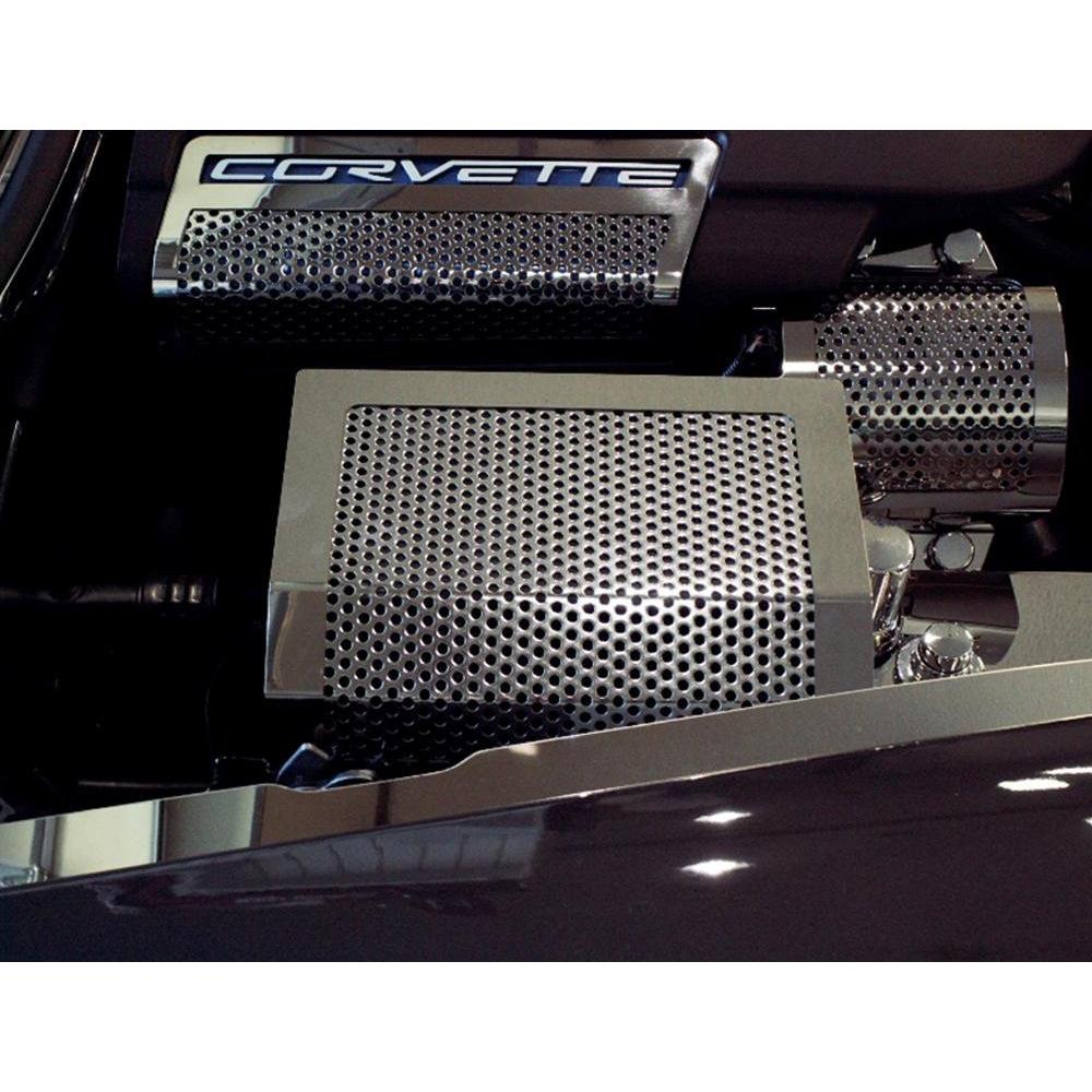 Corvette Fuse Box Cover - Perforated Stainless Steel : 2005-2013 C6,Z06,ZR1, Grand Sport-SR1 Performance